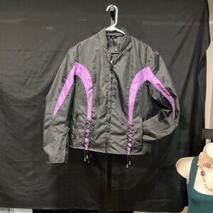 NEXGEN Black Purple Lace Up Motorcycle Jacket Zip Out Liner Womens L